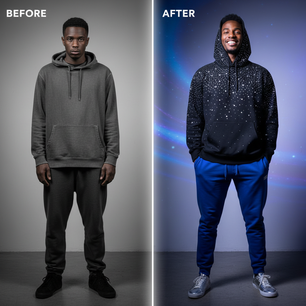 VYBES Rhinestone Galaxy Hoodie